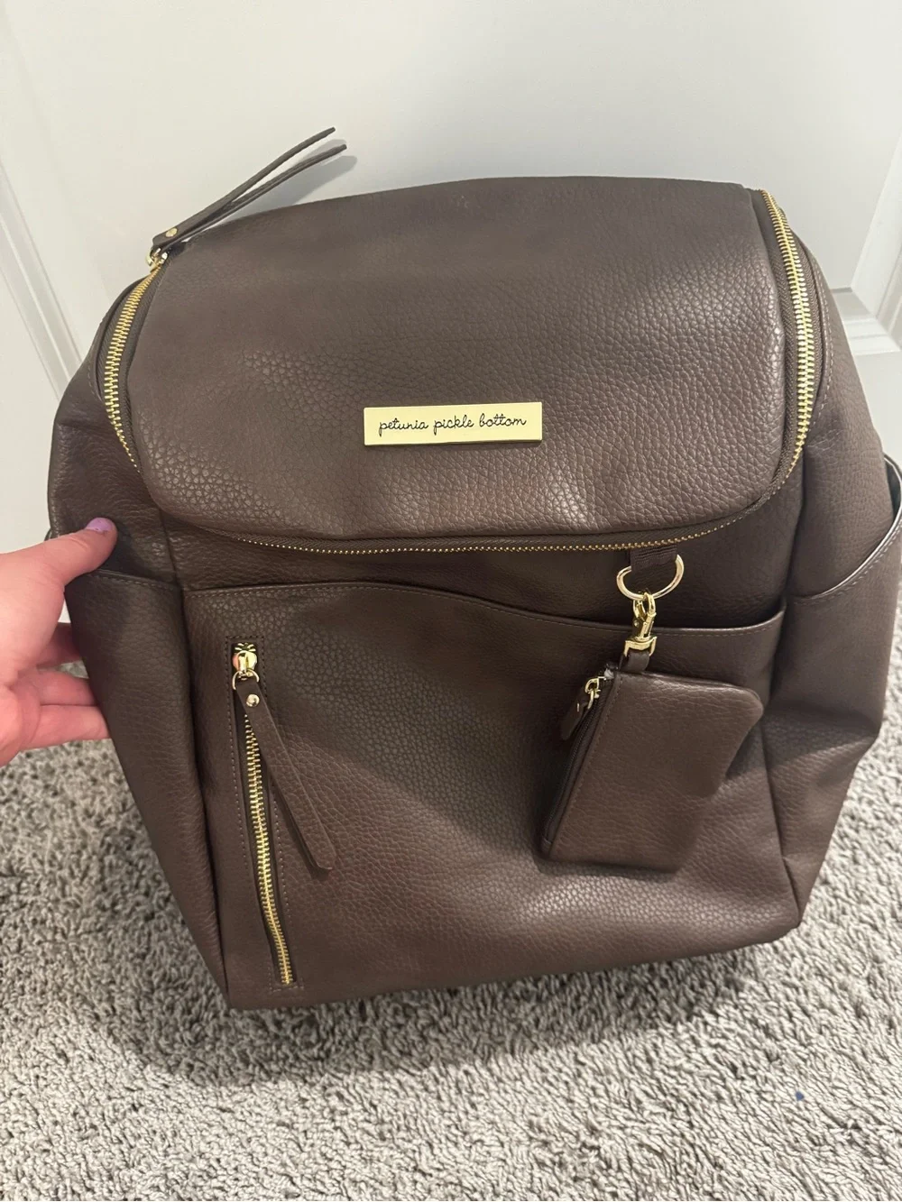 Petunia Pickle Bottom Chocolate Brown Leather Backpack